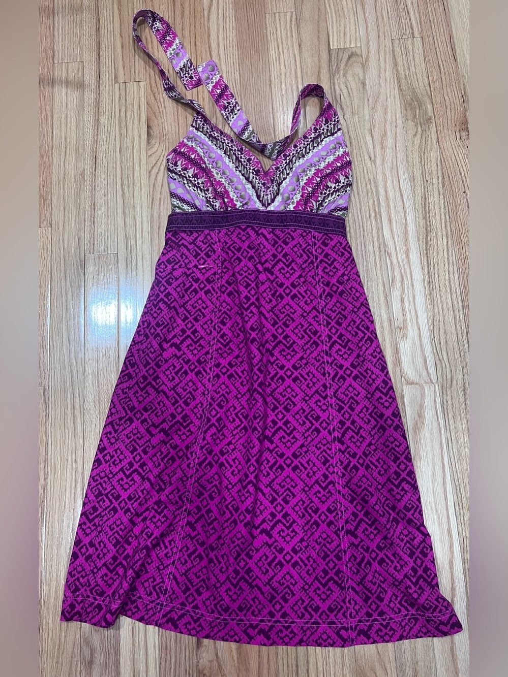 Athleta Fuchsia & Lavender Patterned Strappy Dress